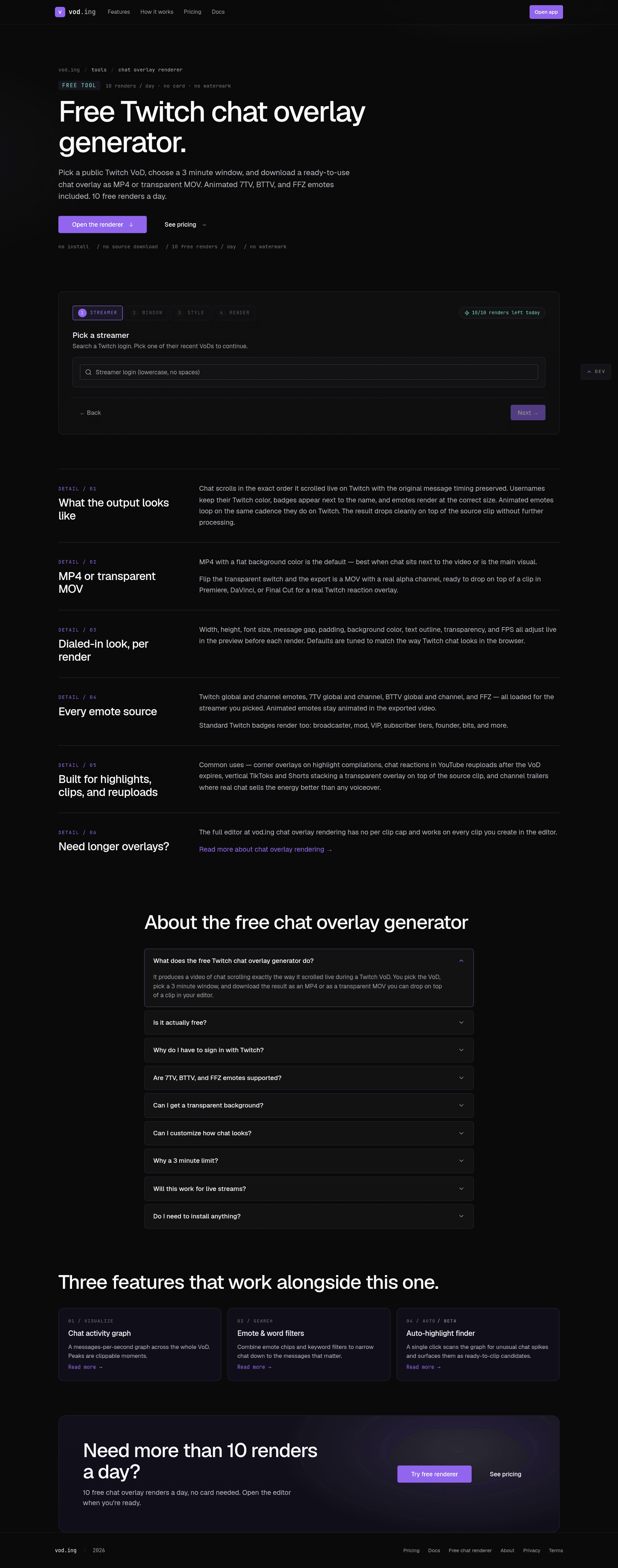 Free chat renderer page